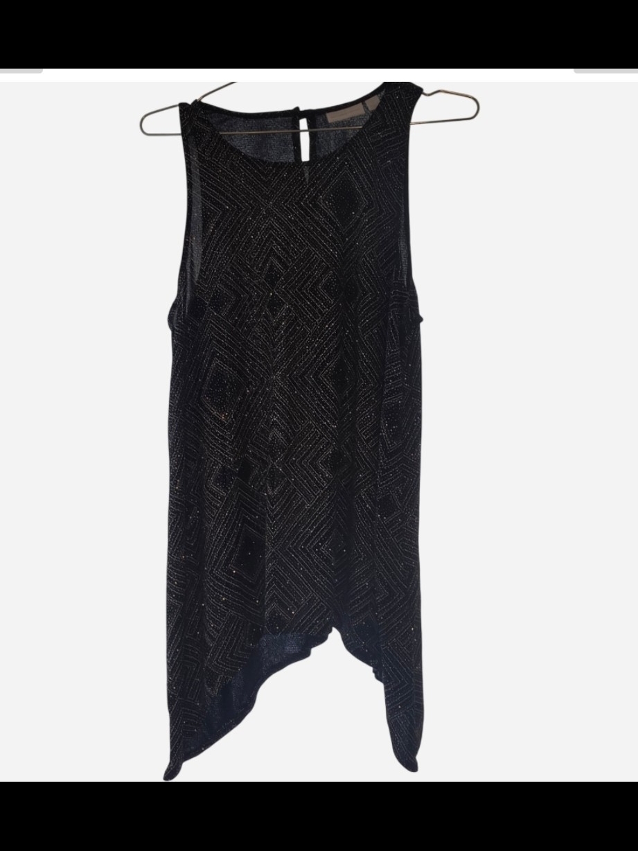 New York & Company Black Sequin Asymmetrical Tank